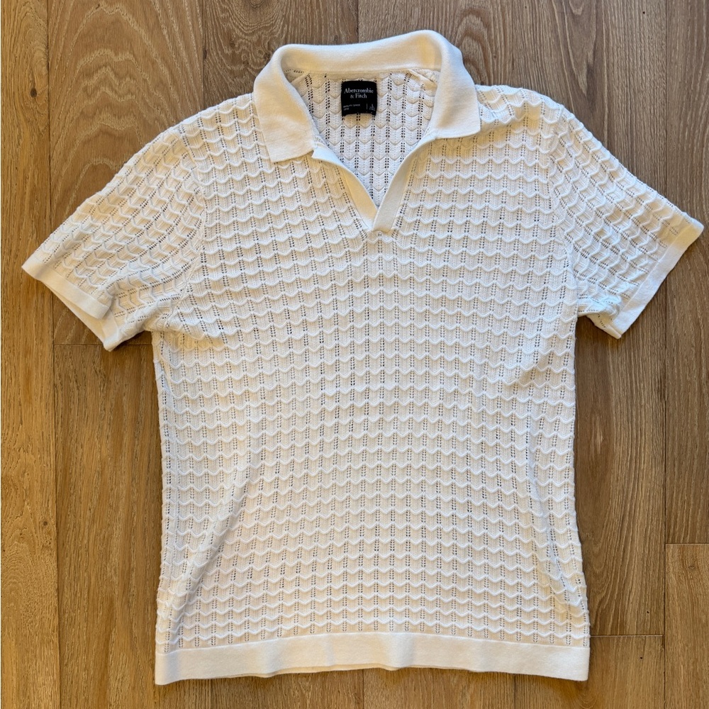 Abercrombie Large Textured White Sweater Polo